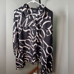 Ashley Stewart Monochrome Letter Print Blouse